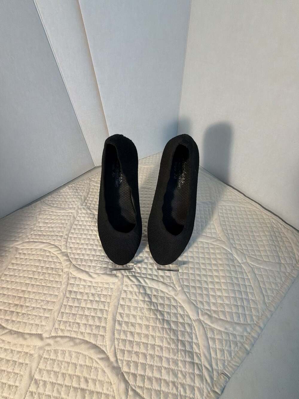 Skechers Cleo 2.0 Love Spell Black Knit Memory Foam Wide Fit Flats